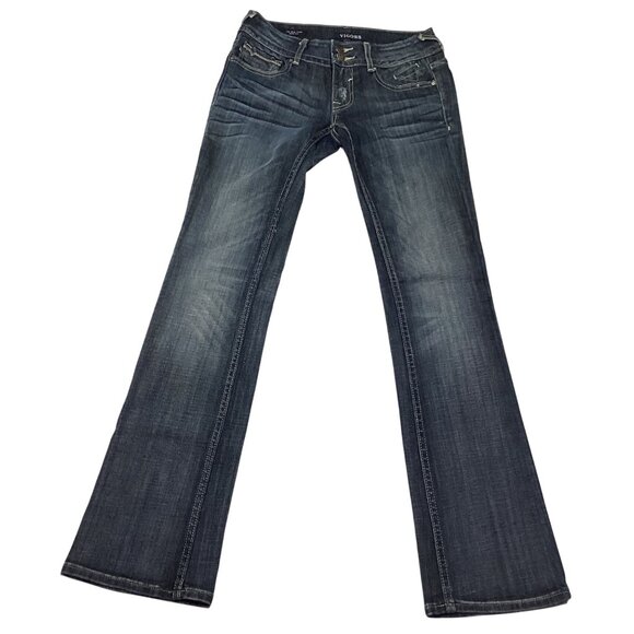 Vigoss Women's The New York Boot Cut Blue Denim Jeans Size 25X33 Slight Distress - Picture 1 of 6